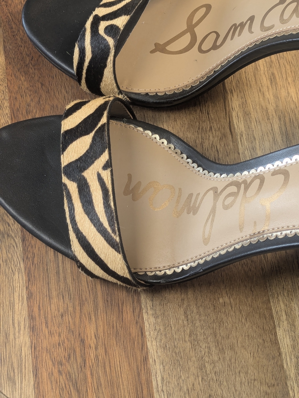 Sam Edelman Zebra Print Calf Hair Ankle Strap Block Heel Sandals Size 9.5 - Picture 4 of 10